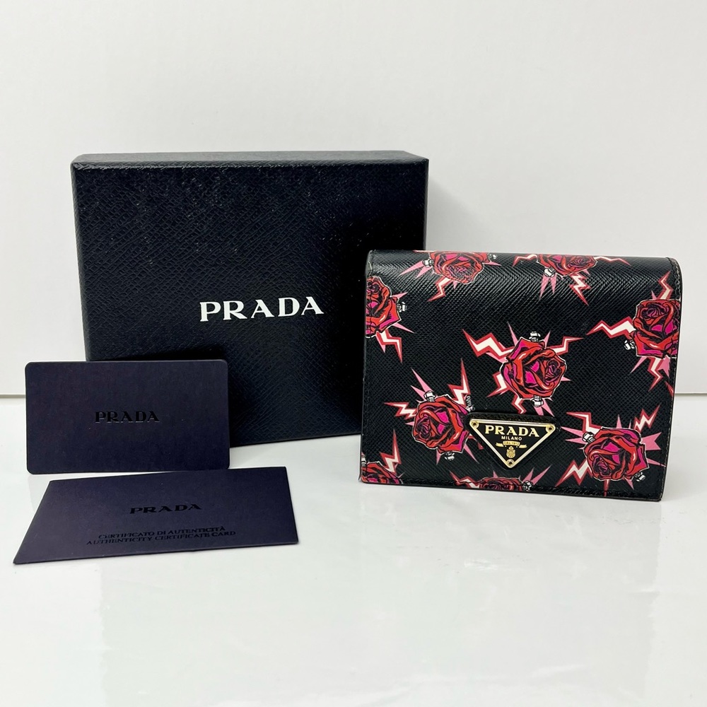 Prada Saffiano ‘Frankenstein Rose’ Limited Edition Bi-fold Wallet